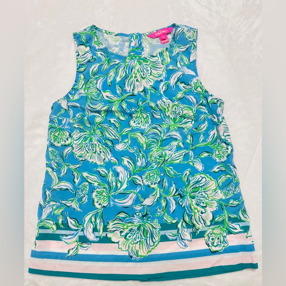 Lilly Pulitzer Blue and Green Floral Top
